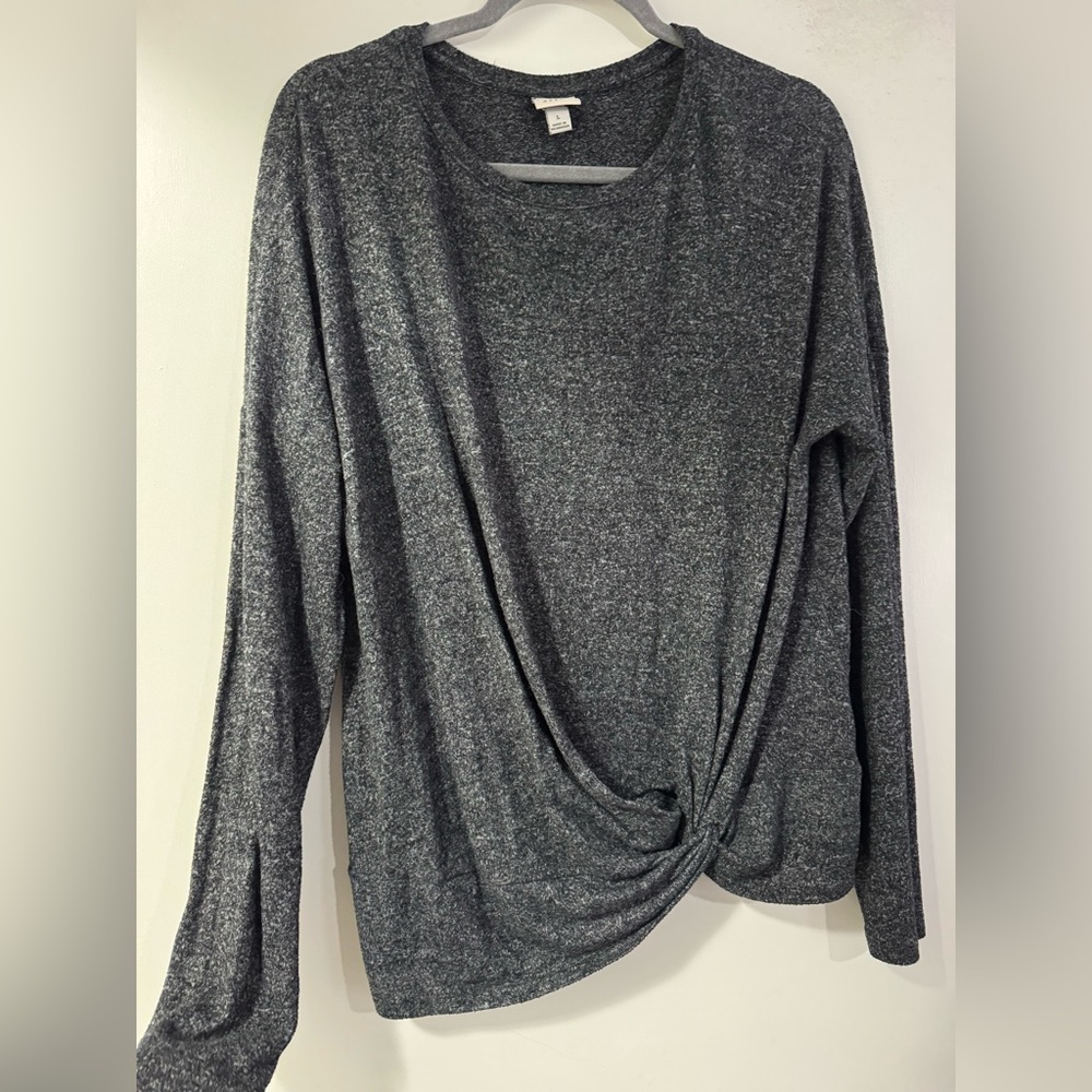 a new day Charcoal Long Sleeve Twist Front Top - Picture 2 of 3